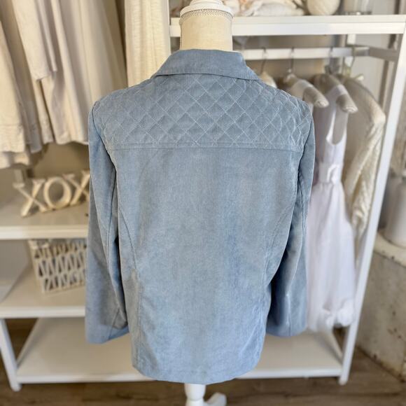 Alfred Dunner Women's Size 10 Light Blue Quilted Corduroy Button Up Jacket #3455 - Picture 8 of 9